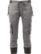 Greg Lauren Cargo Cropped Trousers, Women's, Size: 1, Grey, Cotton/polyester/spandex/elastane/satin