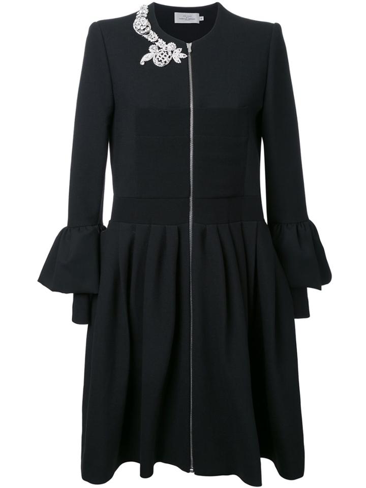 Preen By Thornton Bregazzi Embellished Ruffled Shirt Dress - Black