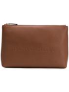 Burberry Large Embossed Zip Pouch - Brown