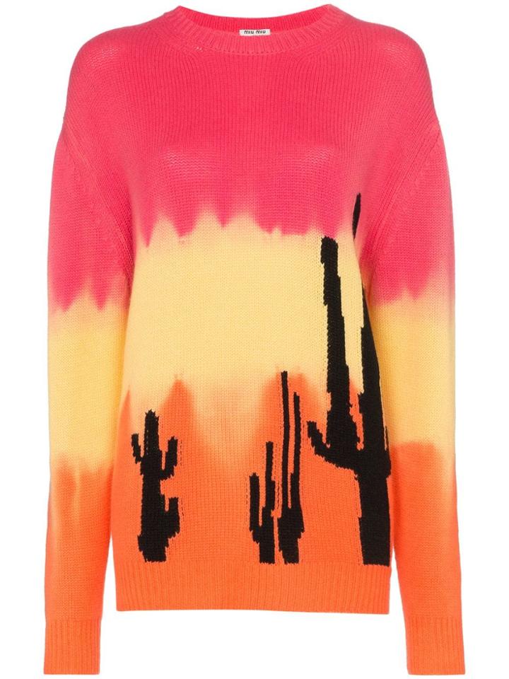 Miu Miu Ombré Cactus Print Cashmere Sweater - Pink