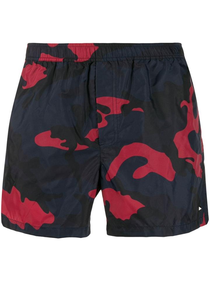 Valentino Camouflage Print Swim Shorts - Blue