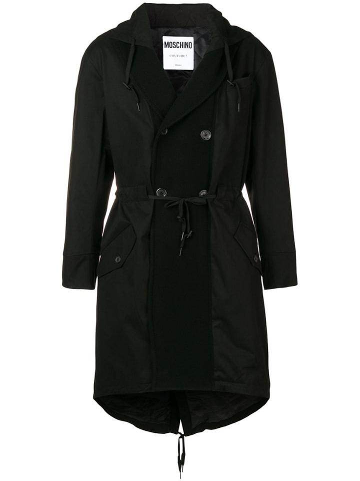 Moschino Double Breasted Parka - Black