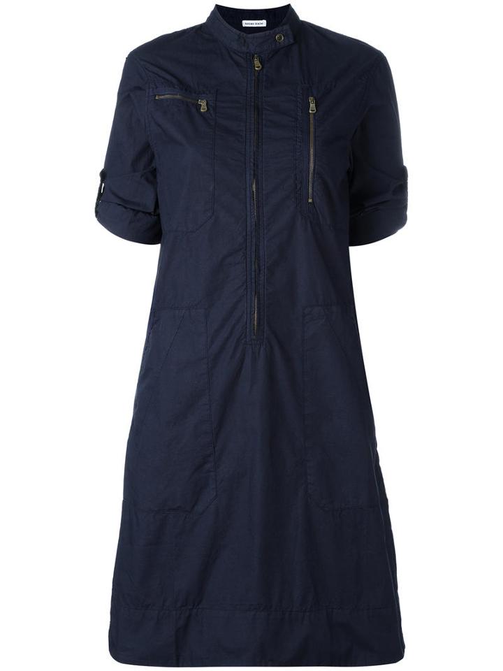 Tomas Maier Zipped Shift Dress, Size: 34, Blue, Cotton