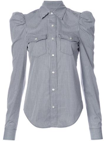 Petersyn - Gingham Puff Shoulder Shirt - Women - Cotton - M, Black, Cotton