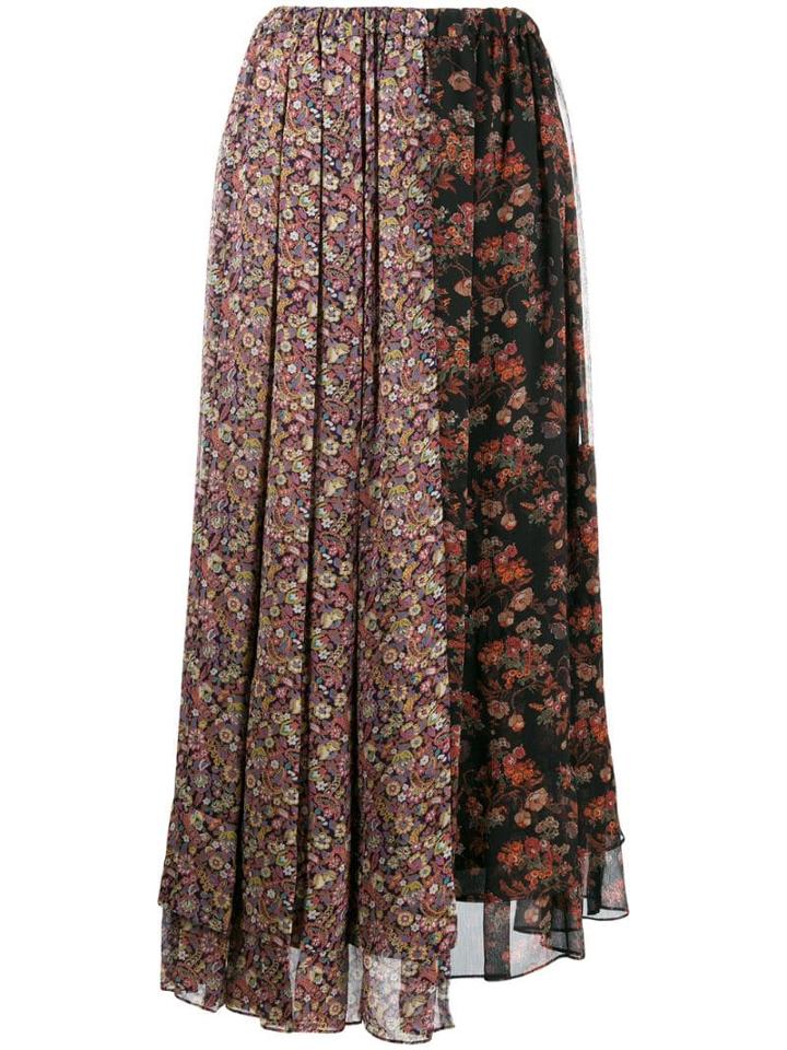 Junya Watanabe Patched Floral Print Skirt - Black