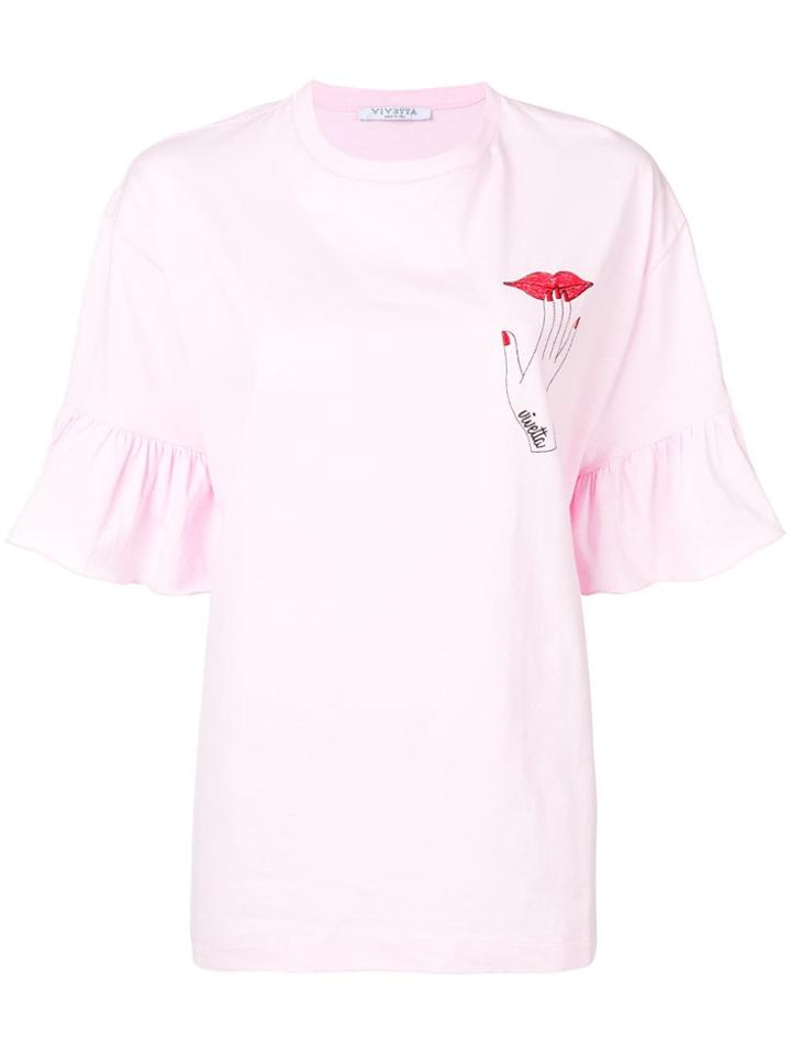 Vivetta Hand Print Oversized T-shirt - Pink