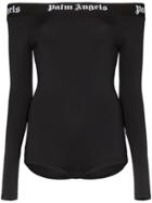 Palm Angels Off The Shoulder Long Sleeve Bodysuit - Black
