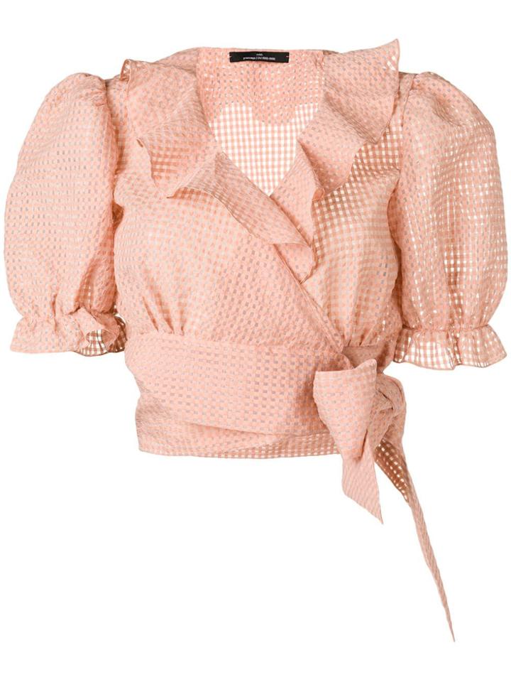 Rokh Gingham Print Blouse - Neutrals
