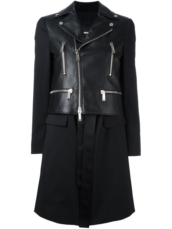 Dsquared2 Mixed Leather Coat