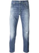 Dondup Stonewash Effect Cropped Slim Fit Jeans, Men's, Size: 31, Blue, Cotton/polyester