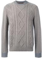 Loro Piana Diamond Cable Knit Jumper, Men's, Size: 48, Grey, Cashmere