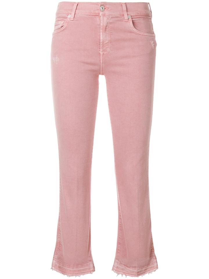 7 For All Mankind Cropped Boot Cut Jeans - Pink & Purple