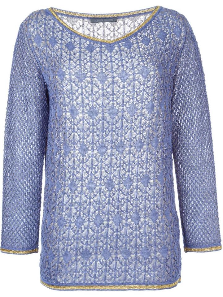 Alberta Ferretti Open Knit Sweater, Women's, Size: 42, Pink/purple, Cotton/polyester/rayon