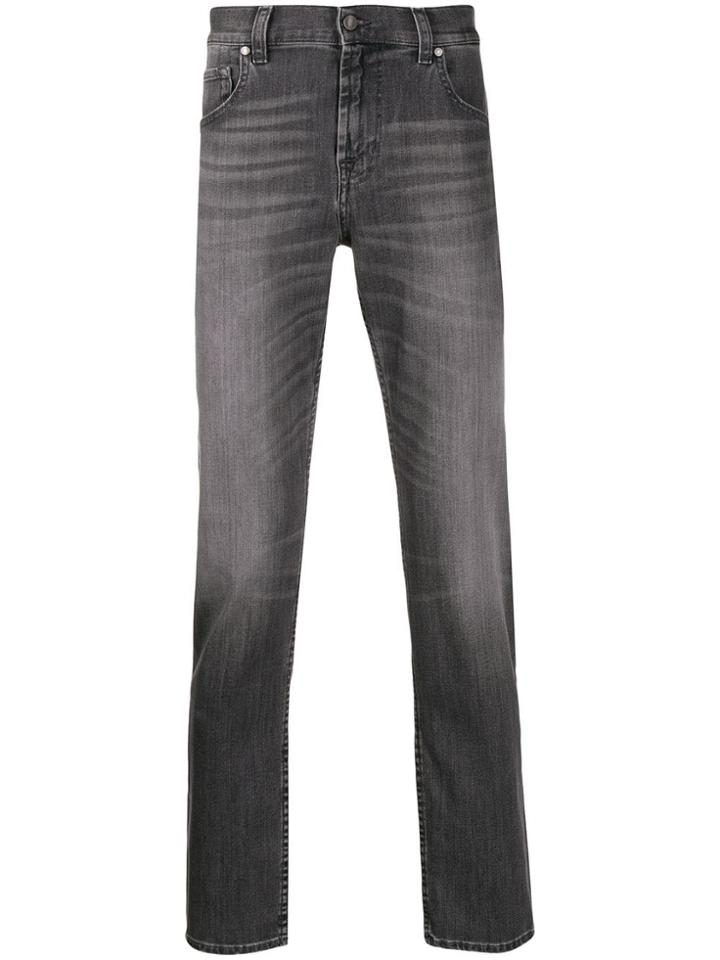7 For All Mankind Tapered Stonewashed Jeans - Grey