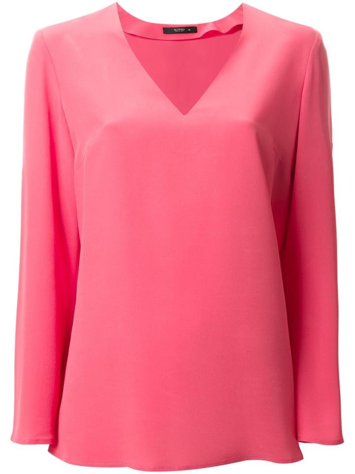 Etro V-neck Blouse - Pink & Purple
