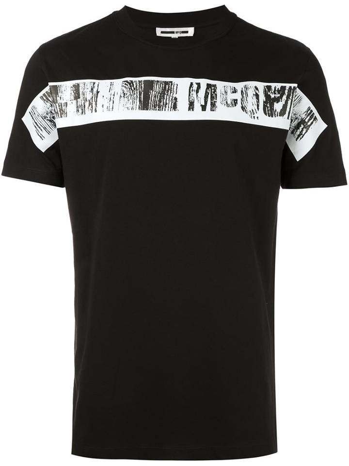 Mcq Alexander Mcqueen Stripe Logo Print T-shirt, Men's, Size: Xl, Black, Cotton
