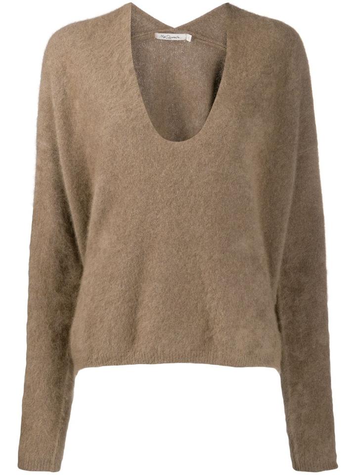 Mes Demoiselles V-neck Side Slit Jumper - Neutrals