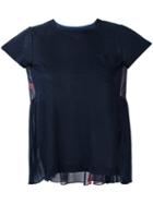 Sacai - Chiffon Panelled Top - Women - Linen/flax/polyester - 3, Blue, Linen/flax/polyester