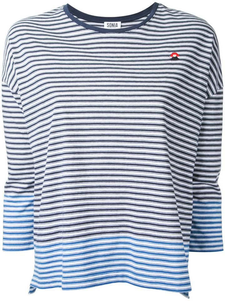 Sonia By Sonia Rykiel - Striped Jersey Top - Women - Cotton - S, Blue, Cotton