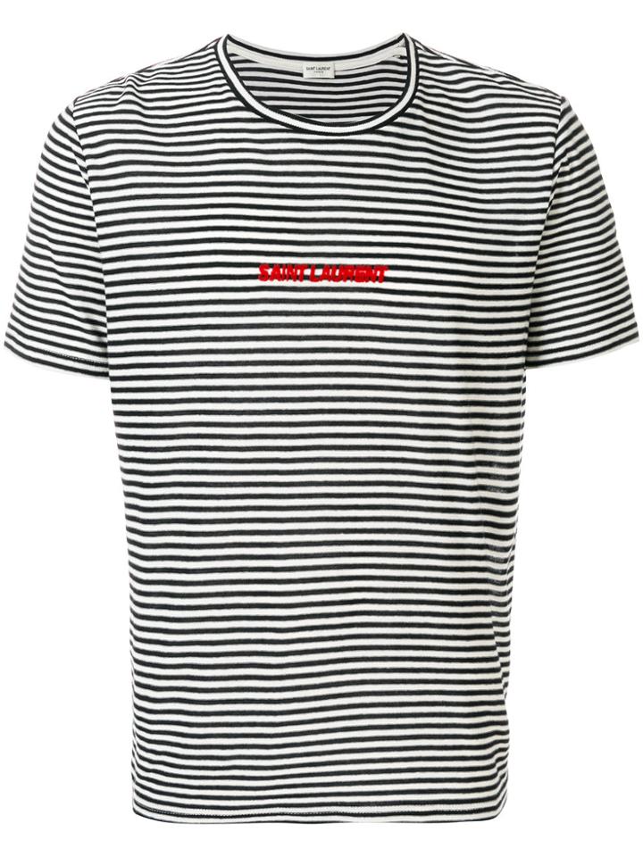 Saint Laurent Striped Logo T-shirt - Black