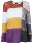 Roberto Collina Striped Pattern Loose Sweater - Pink & Purple