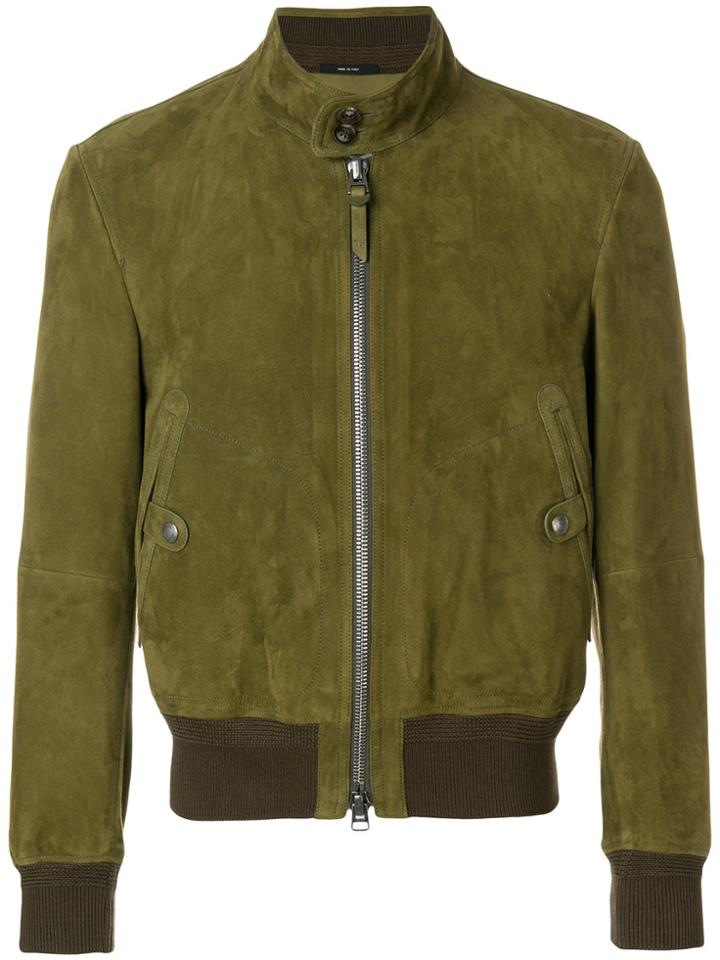 Tom Ford Suede Bomber Jacket - Green