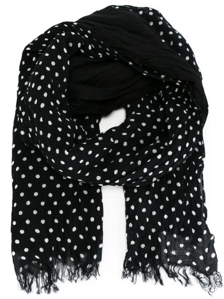 Yohji Yamamoto Dotted Print Scarf, Men's, Blue, Wool/silk