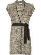 Brunello Cucinelli Shortsleeved Belted Cardi-coat, Women's, Size: L, Nude/neutrals, Hemp/linen/flax/silk/polyamide
