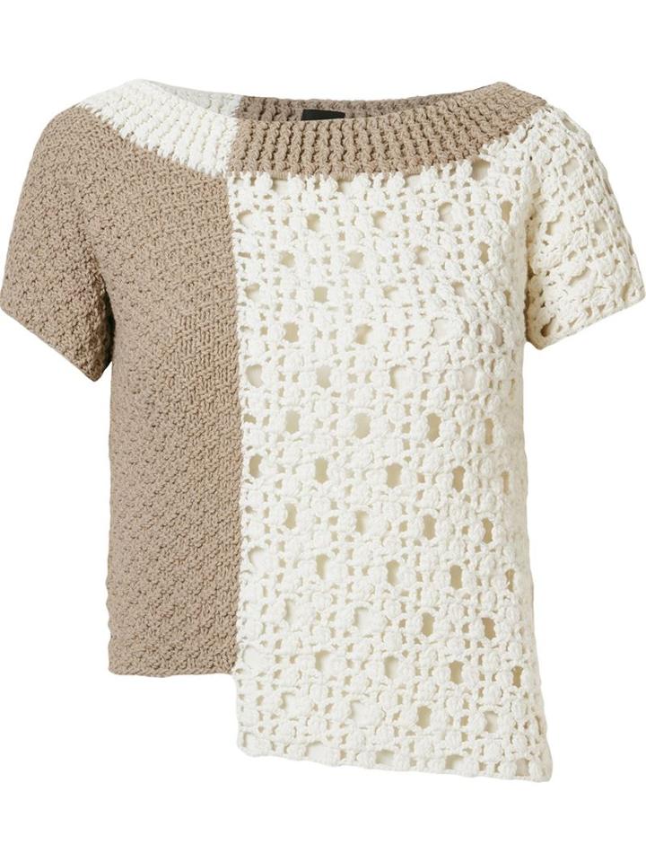Fernanda Yamamoto Asymmetric Knit Blouse, Women's, Size: 37, Nude/neutrals, Cotton/acrylic