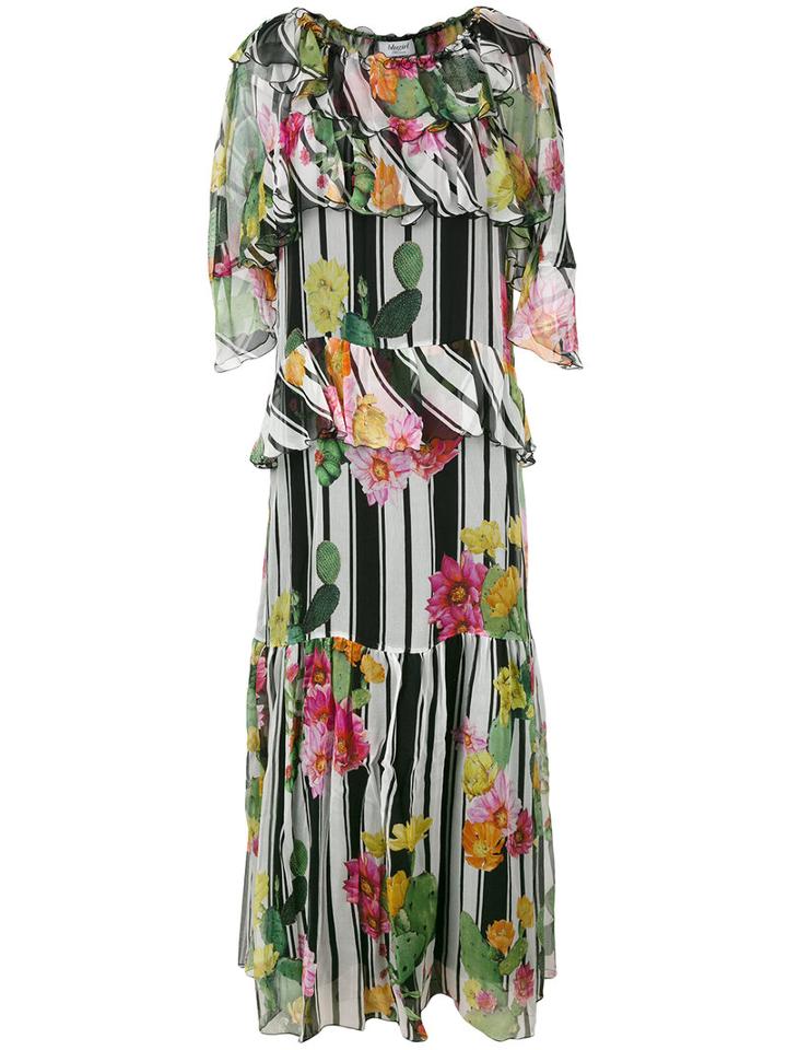 Blugirl - Floral Print Ruffled Dress - Women - Silk - 44, White, Silk