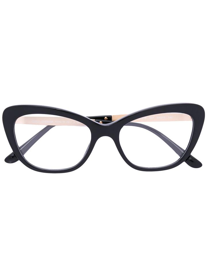 Dolce & Gabbana Eyewear - Cat-eye Frame Glasses - Women - Acetate/metal (other)/swarovski Crystal - 52, Black, Acetate/metal (other)/swarovski Crystal