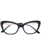 Dolce & Gabbana Eyewear - Cat-eye Frame Glasses - Women - Acetate/metal (other)/swarovski Crystal - 52, Black, Acetate/metal (other)/swarovski Crystal