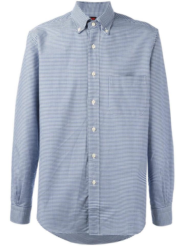 Mp Massimo Piombo Small Check Button Down Collar Shirt, Men's, Size: 42, Blue, Cotton