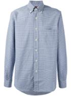 Mp Massimo Piombo Small Check Button Down Collar Shirt, Men's, Size: 42, Blue, Cotton