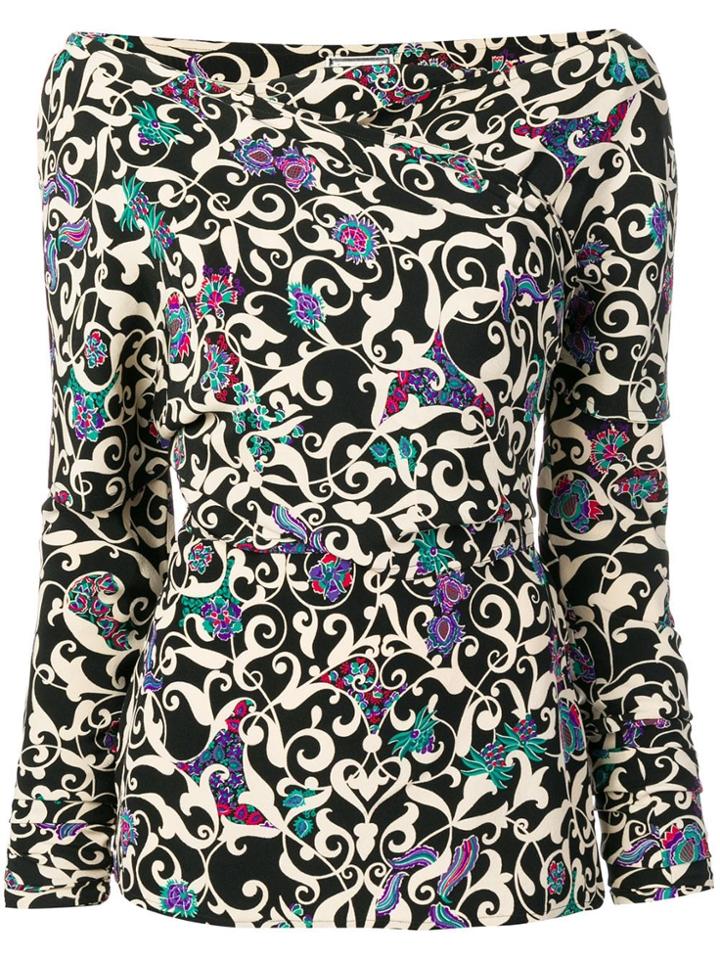 Versace Vintage 1990's Arabesque Print Blouse - Black