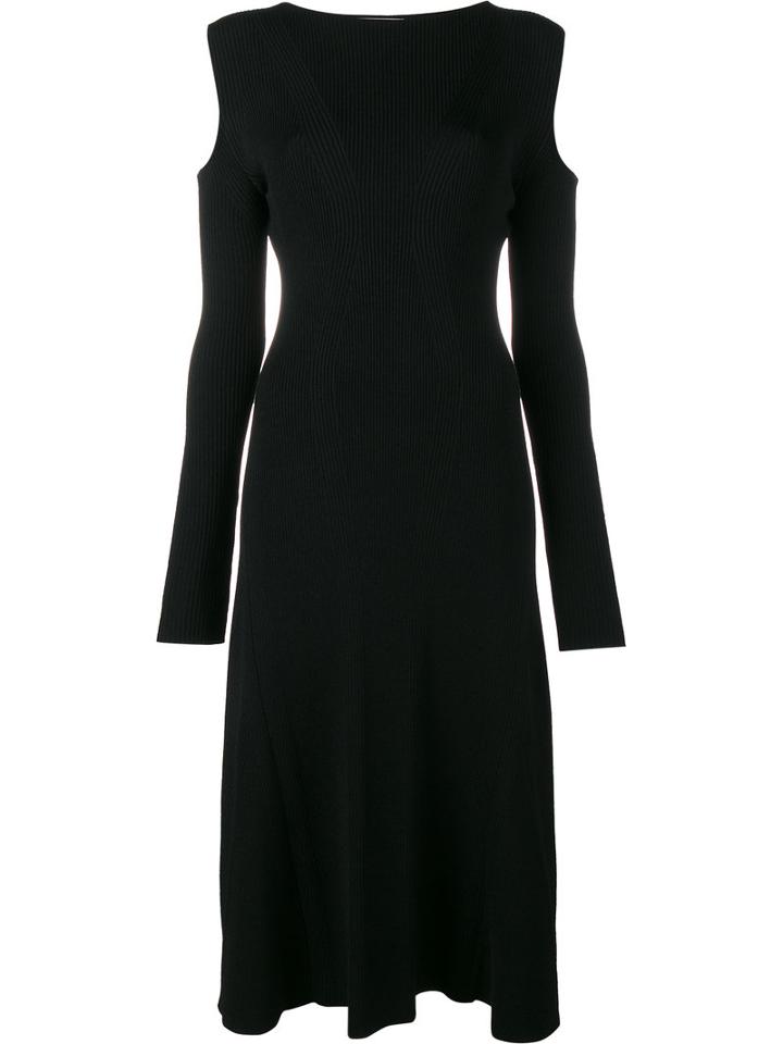Barbara Casasola Ribbed Cold Shoulder Dress, Women's, Size: 40, Black, Viscose/polyester