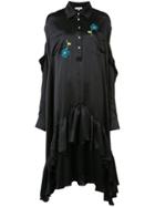 Natasha Zinko Floral Embroidery Ruffled Dress - Black
