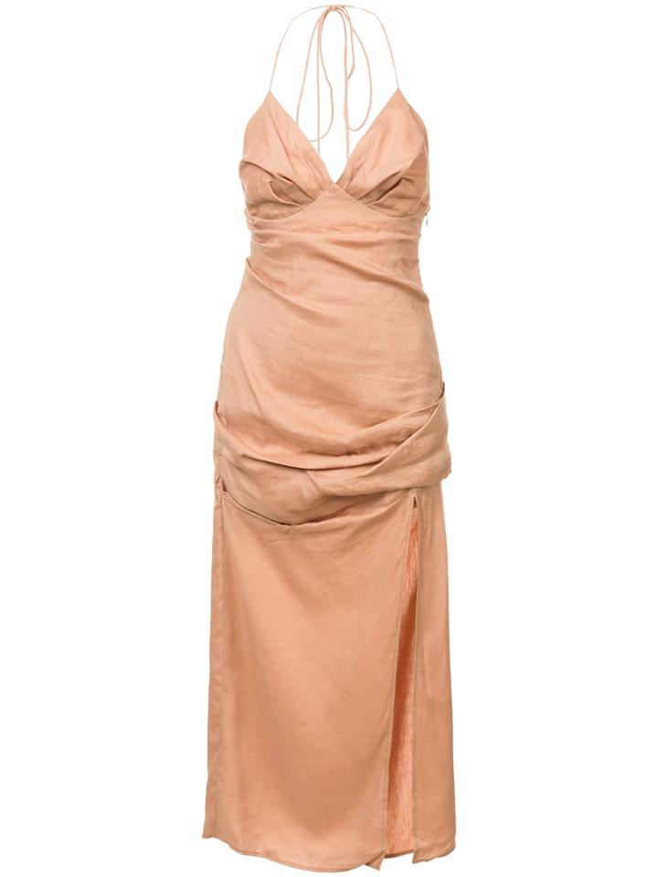 Jacquemus Ruched Halter Slip Dress - Yellow & Orange