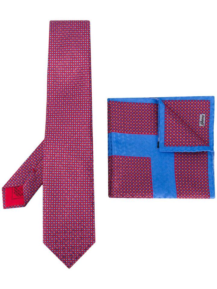 Brioni Tie And Pocket Square Set - Red