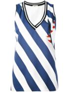 Iceberg - Embellished Striped Tank - Women - Polyester/spandex/elastane/viscose - 42, Blue, Polyester/spandex/elastane/viscose