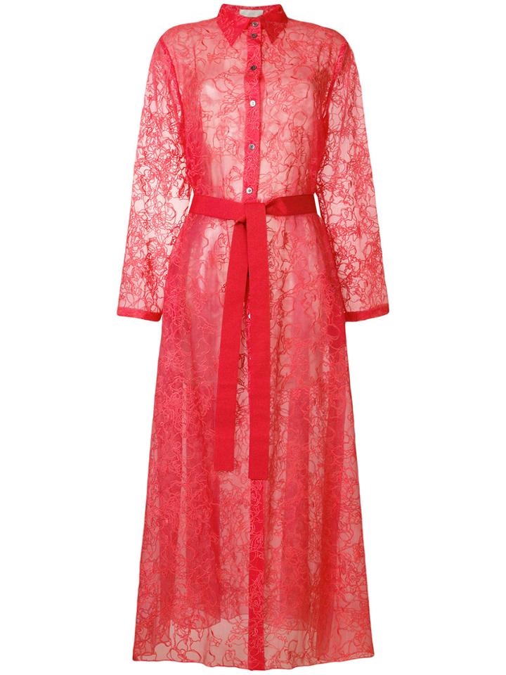 Mantu Belted Shirt Dress - Pink & Purple