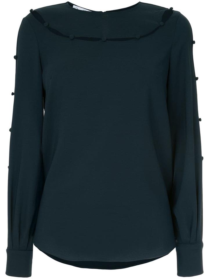 Oscar De La Renta Cut Out Detail Blouse - Blue