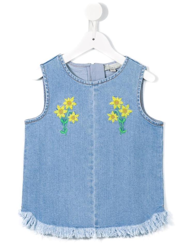 Stella Mccartney Kids Floral Embroidered Top, Girl's, Size: 10 Yrs, Blue