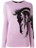 Fausto Puglisi Horse Pattern Jumper, Women's, Size: 38, Pink/purple, Virgin Wool