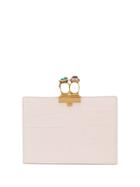 Alexander Mcqueen Double Ring Jewel Flat Clutch - White