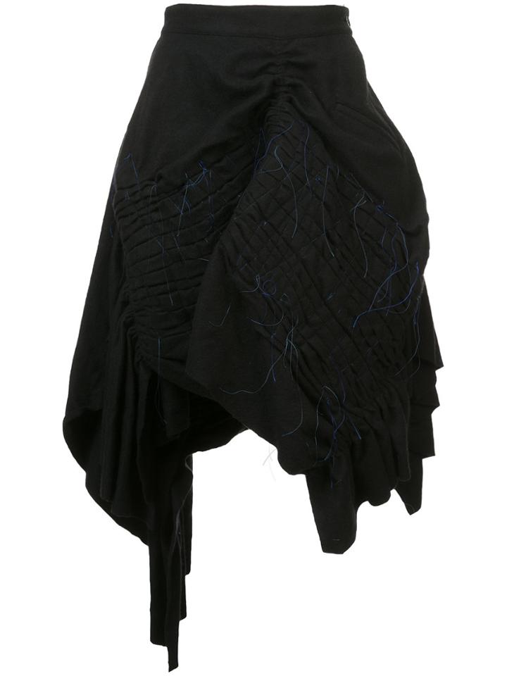 Yohji Yamamoto Gathered Asymmetric Skirt - Black