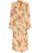 Bytimo Lilacs Floral-print Belted Robe - Yellow