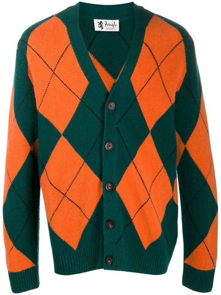 Pringle Of Scotland Argyle Knit Cardigan - Green