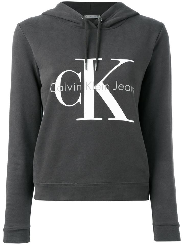 Calvin Klein Jeans Logo Hooded Sweatshirt, Women's, Size: Xs, Grey, Cotton