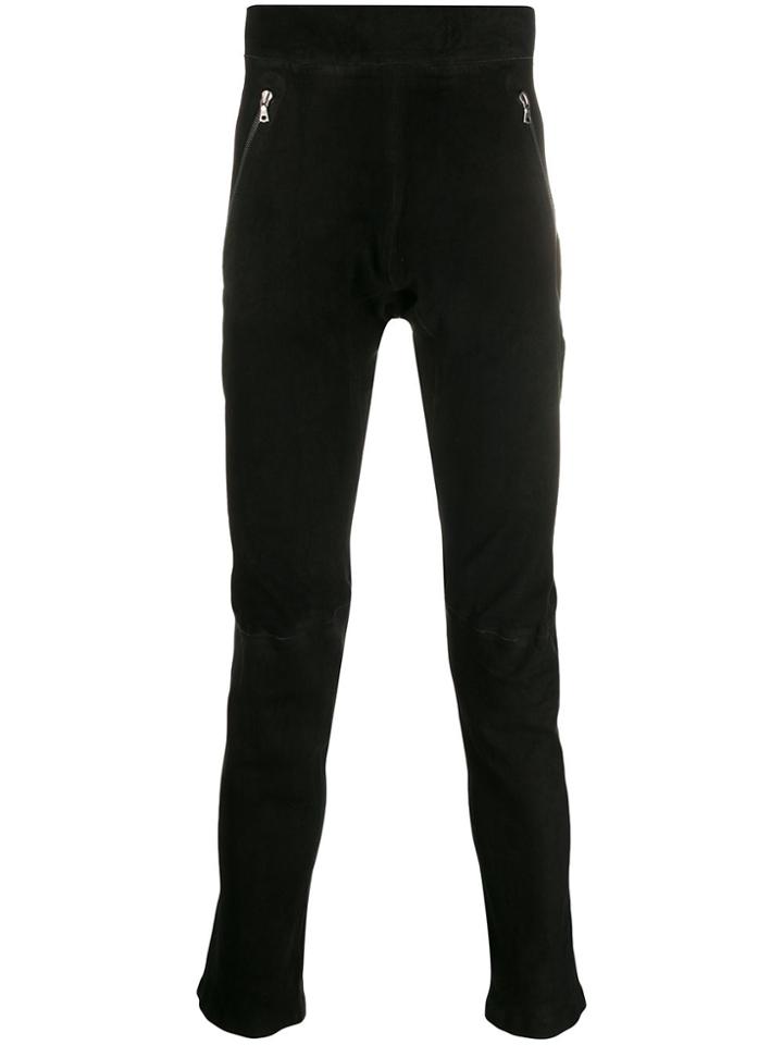 Isaac Sellam Experience Slim Fit Leather Trousers - Black